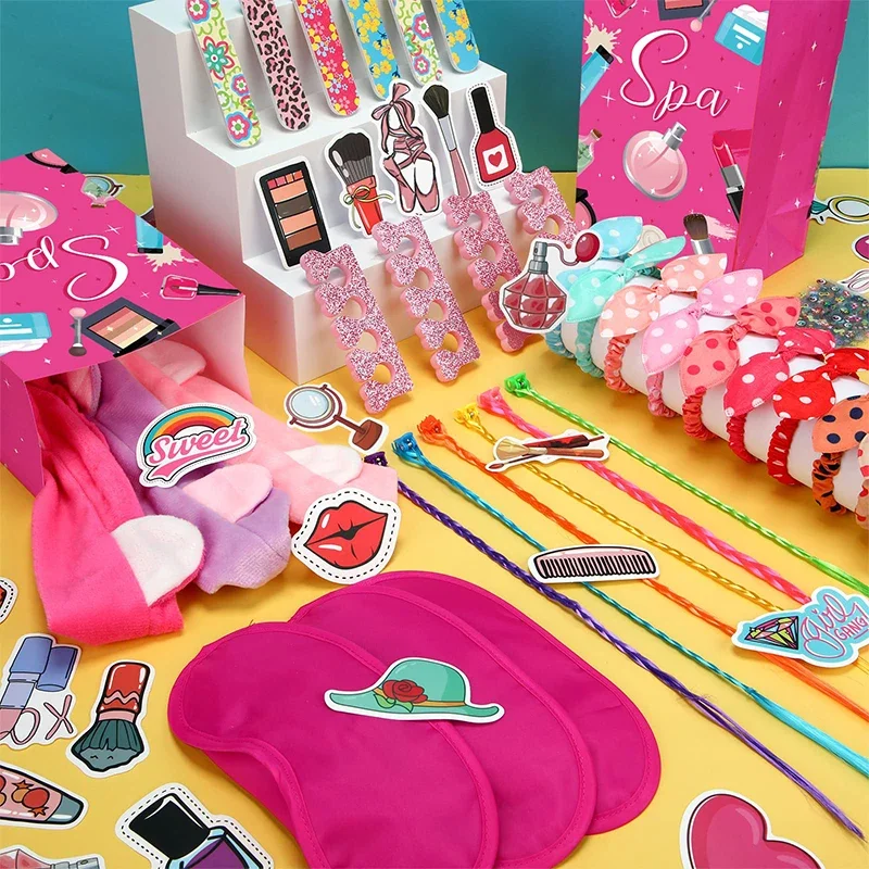 6/10/12 مجموعة سبا حفلة عيد ميلاد الجلباب العباءات للفتيات كيمونو الساتان رداء الساخن الوردي سبا حفلة Favors للأطفال الطفل عيد ميلاد سبا كيت