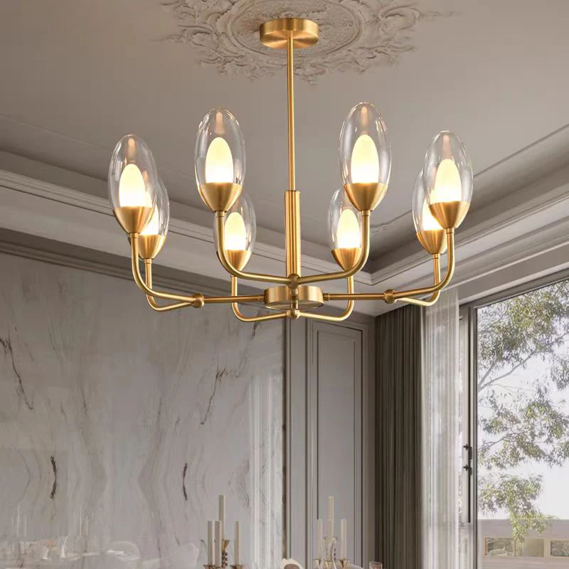 Modern all brass gold LED glass pendant light, Lustre living room, dining room home ceiling lighting decorative ceiling light.