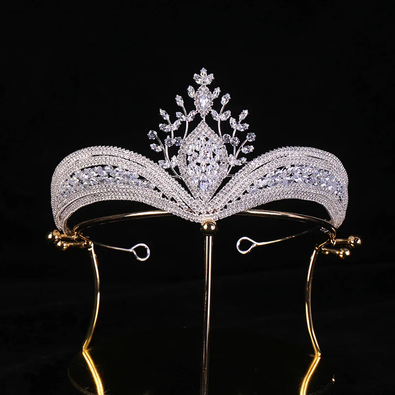 Luxo grande strass tiaras nupcial coroas bling cristal princesa pageant diadem noiva headbands casamento acessórios de cabelo