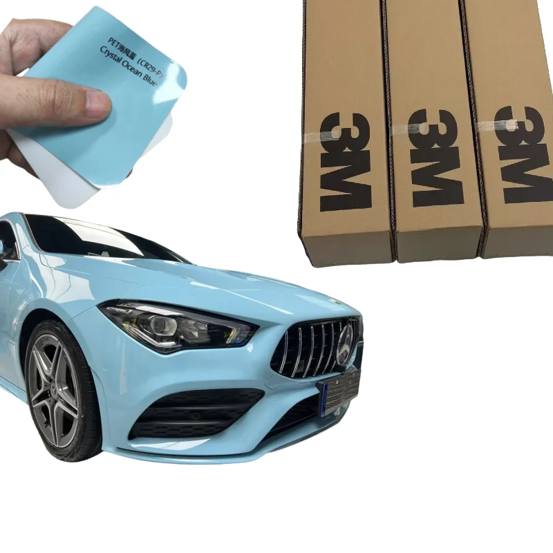 

3M PPF PET Crystal Ocean Blue Автомобильная виниловая пленка Глянцевая воздушная пленка Неслойная глубокая металлическая соль устойчивая к ультрафиолетовому излучению