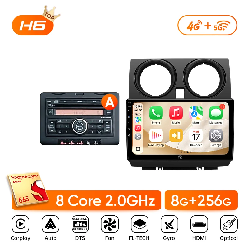 Ainavi Auto Multimedia Speler voor Nissan Qashqai J10 2005 2006 2008 2010 2012 2014 2015 Radio Draadloze CarPlay Android Auto 2Din
