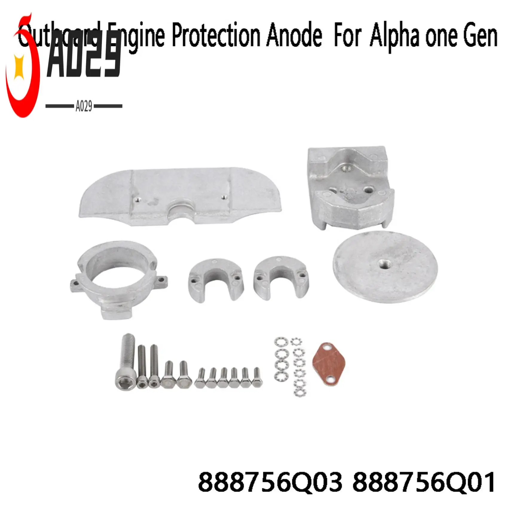 

A029-Outboard Engine Anode Aluminum Alloy Kit For Mercury Alpha One Gen 888756Q03 888756Q01 Outboard Engine Protection Anode