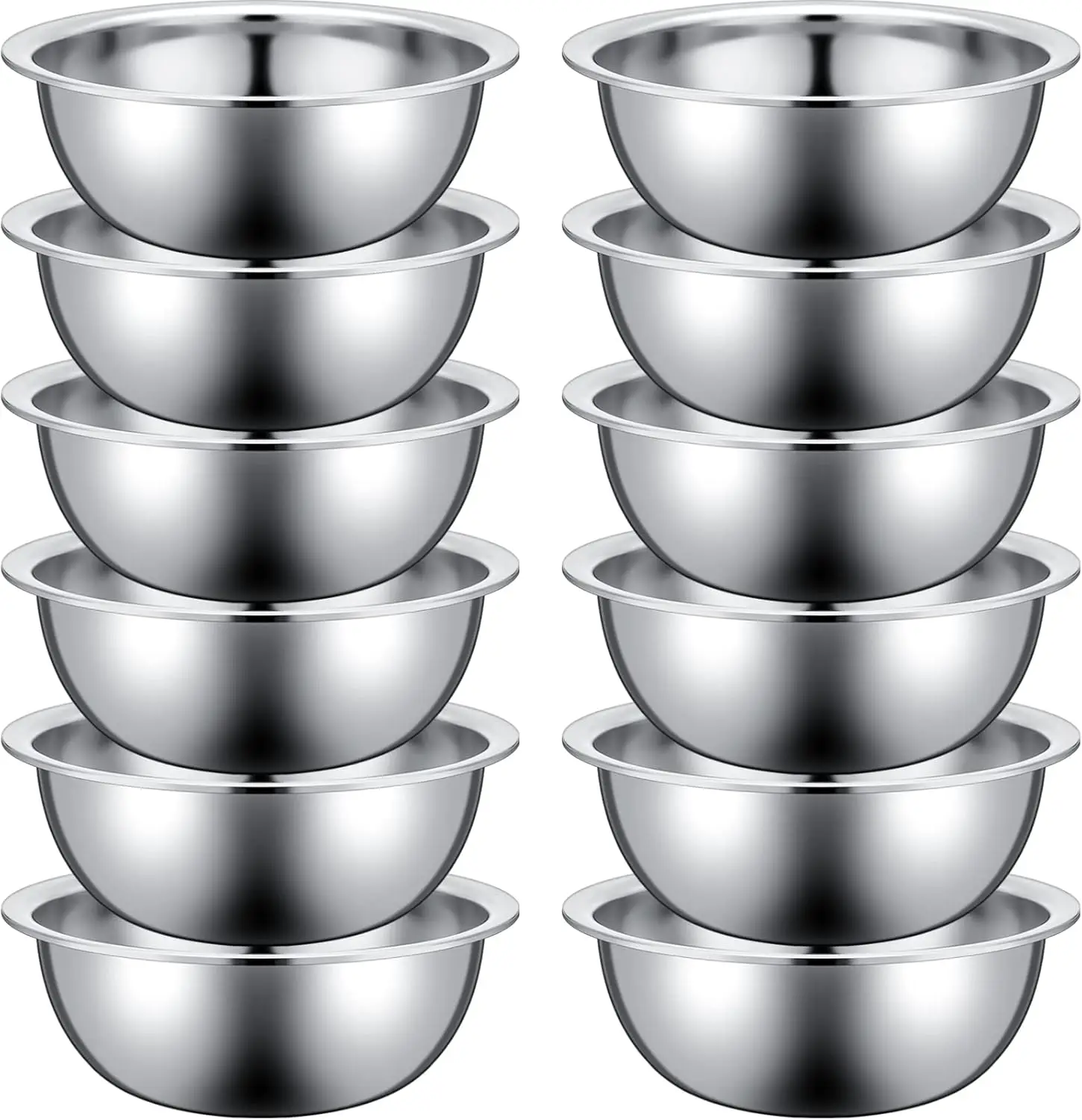 

12 Pcs Stainless Steel Mixing Bowls, Nesting Salad Prep Bowls for Kitchen Cooking, Silver (12.6 x 4.25 Inch)