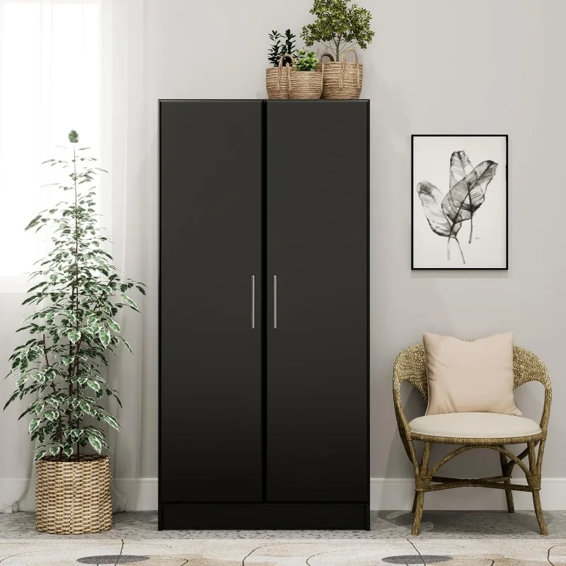 

Elite 32" Storage Cabinet Closet, Black Storage Cabinet Wardrobe Cabinet with Hanging Rail and Shelves 24.5" D x 32" W x 65" H