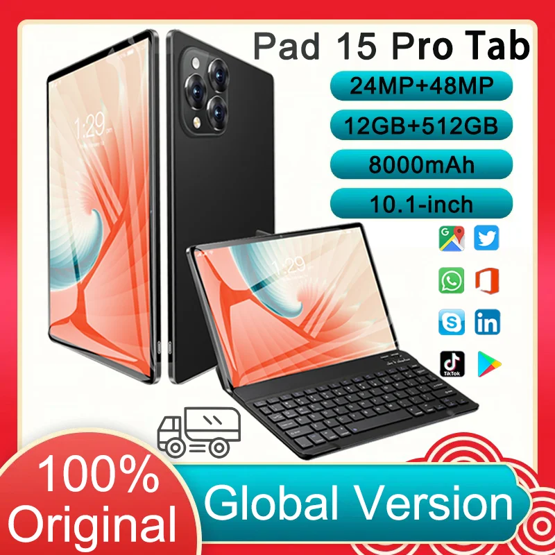 2025 Xaioml Pad 15 Pro Tablet HD 4K Visuals Android 14 OS Dual SIM Dual Standby 5G Wifi Bluetooth GPS High Performance Tablet PC