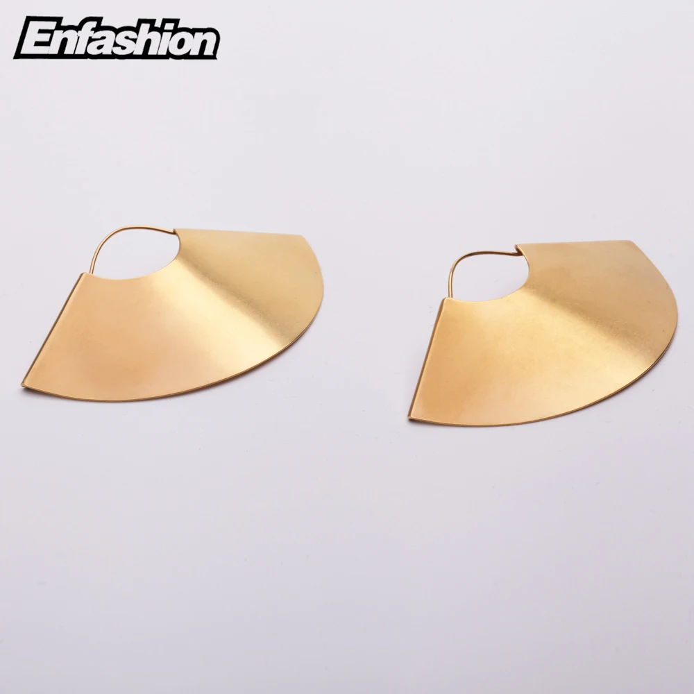 Enfashion Vintage Camber Fan Dangle Earrings Matte Gold color Big Earings Drop Earrings For Women Fashion Jewelry brinco E5425