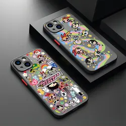 Hot Cute Powerpuffs Girls Phone Case For iPhone 16 15 14 13 12 11 Mini Pro Max X XR XSMax 7 8 Plus Matte Transparent Back Cover