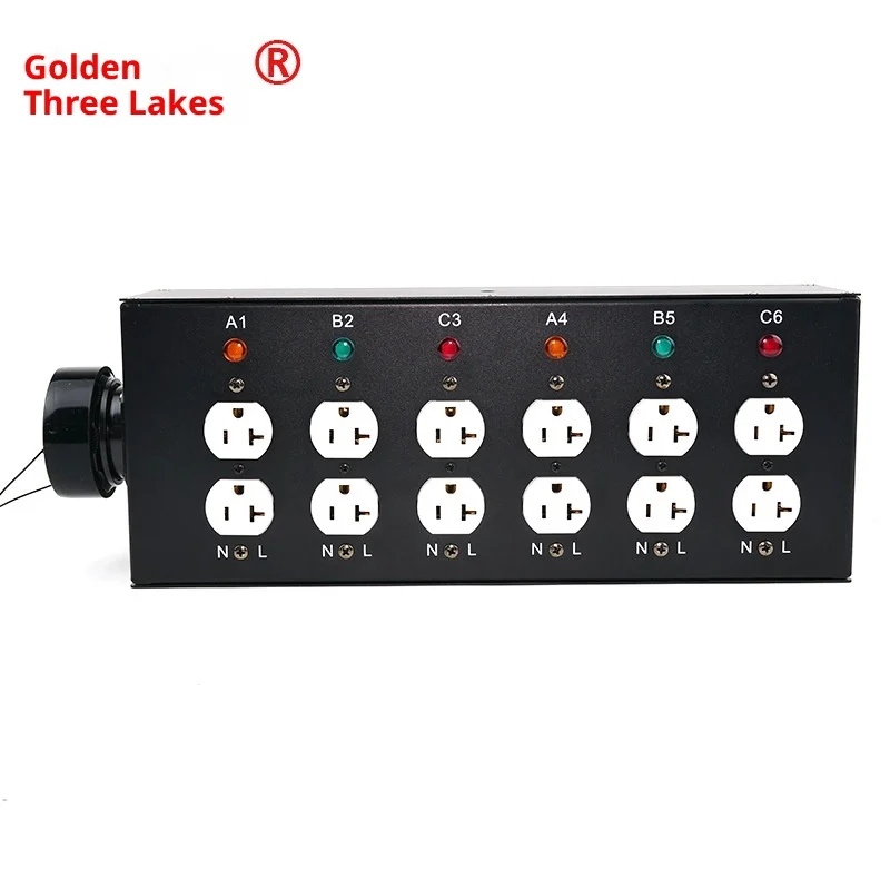 

Professional IP67 Waterproof Power Distribution Box Aluminum Alloy Socapex Male Edison Sockets 6CH Smart 20A 380V Indicator