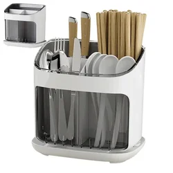 Utensil Holder Cutlery Drainer Kitchen Tableware Storage Bucket Plastic Chopstick Spoon Storage Rack Detachable Kitchen Tools