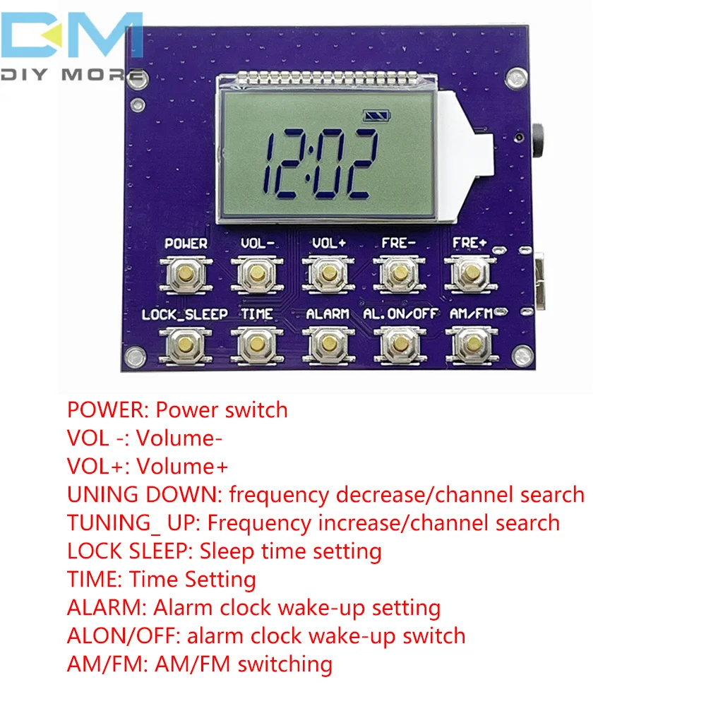 Electronic Display Radio Module 3 Frequency Ranges FM AM Shortwave Mediumwave Full Band LCD Display Support Timer On/Off