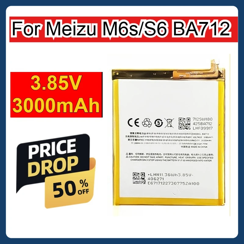 

3000mAh for Meizu M6s/S6 BA712 Mobile Phone Durable Battery Charging Boar