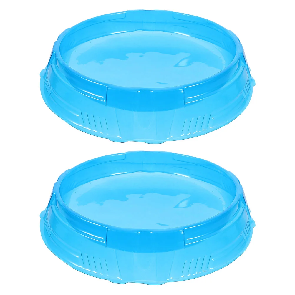 2 pezzi di decorazione bianco latte giroscopio piatto strumento divertente gioco da tavolo disco blu tavolo treno terra