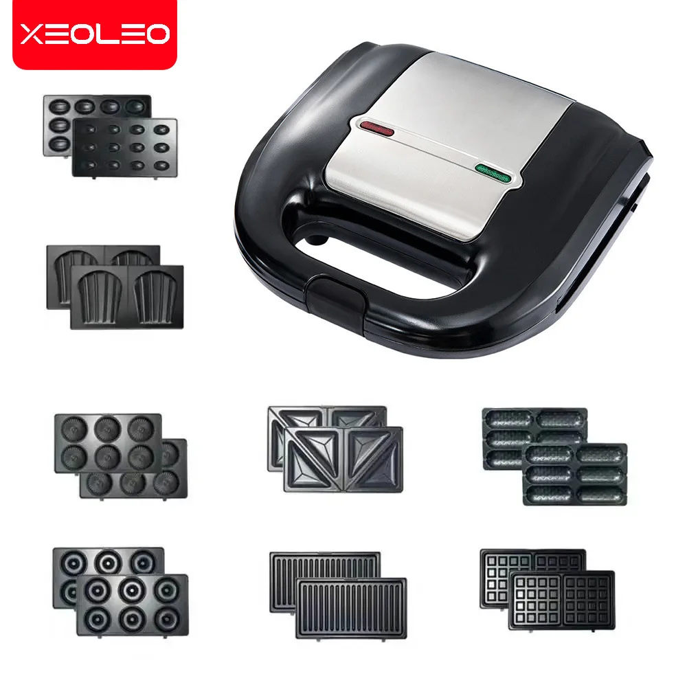 XEOLEO 8 in 1 Electric Waffle Maker Multi-baker Bubble Mini Sandwich/Donut/Doughnut/Panini Machine Kitchen Breakfast Non-stick