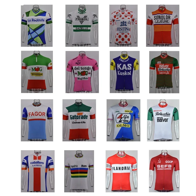 2023 Multiple Style Selection Man's Classic Retro Cycling Jersey Tops Short Sleeve Bike Wear Clothing Dry Anti-sweat-051