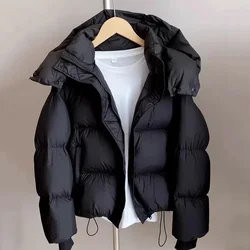 Novo impermeável para baixo algodão acolchoado jaqueta com capuz curto roupas de inverno das mulheres estilo coreano puffer jaqueta casaco outwear feminino