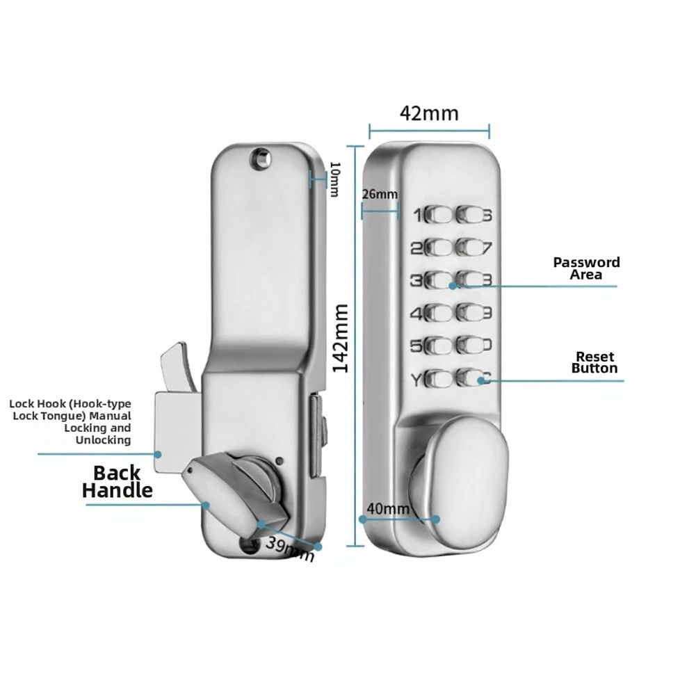 Mechanical Combination Lock Waterproof No Power Required For Sliding Doors Wooden Aluminum Wrought Iron Door Compatibility