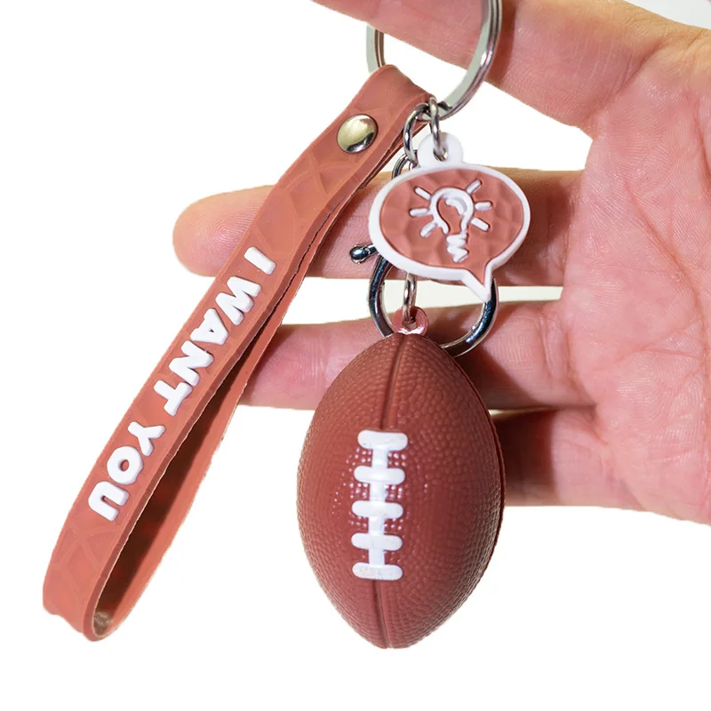 Creative Fan Rugby Key Chain Men Girls Car blue ball pendant Sports gift bag pendant chain