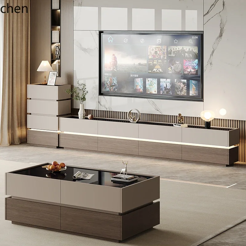 HSN vloer TV-meubel massief hout licht luxe woonkamer opbergkast geïntegreerde salontafel TV-kastcombinatie