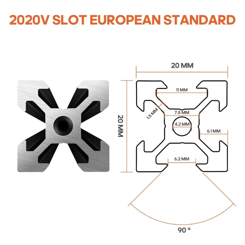 3D Printer Onderdelen en CNC DIY Zwart 1000mm 10 Stuks Aluminium Extrusie Europese Standaard 2020 V Slot Geanodiseerd Lineaire rail