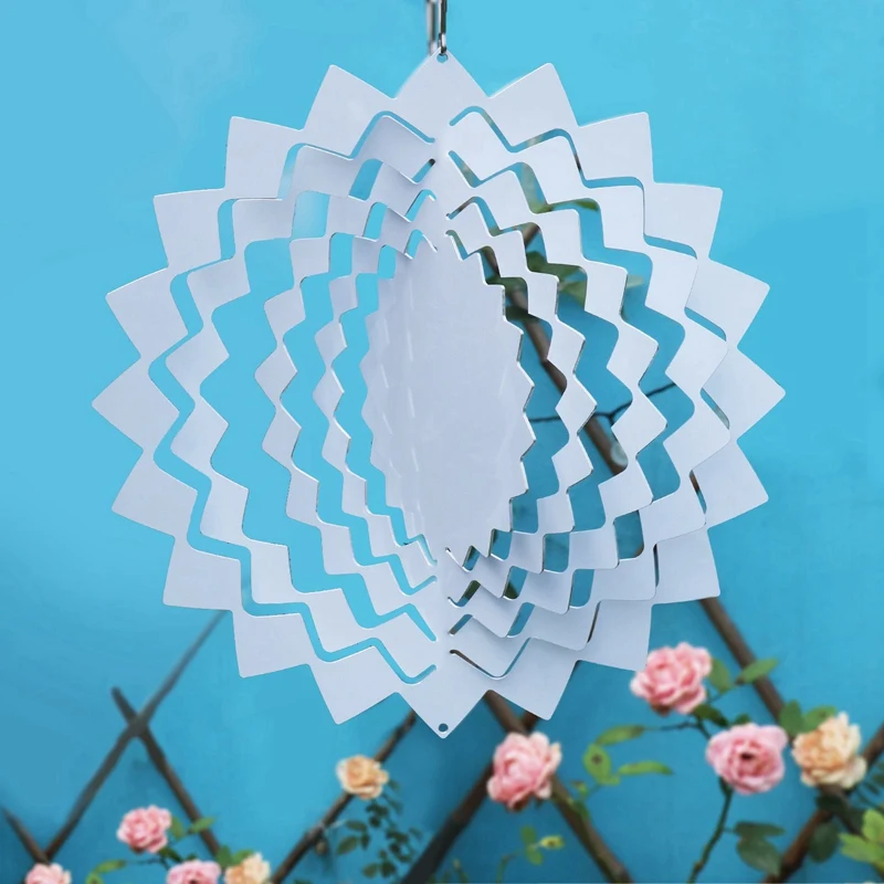 10 polegadas sublimação girador de vento em branco, decoração de jardim pendurado para janela interior ao ar livre quintal jardim