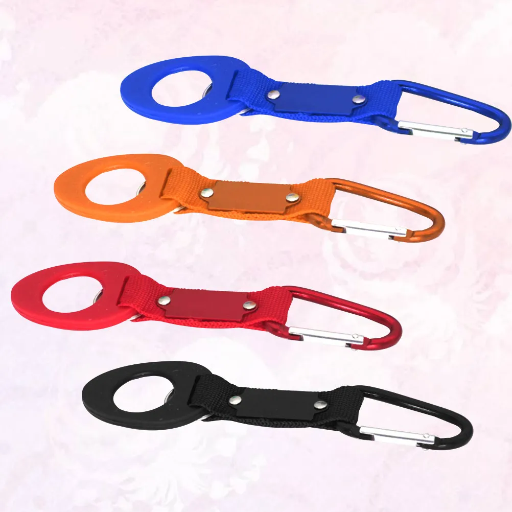4Pcs Water Bottle Holder Clip Secure Scratch Resistant Hanging Buckle for Kettle Soda Bottle Travel Climbing Exploring Walking