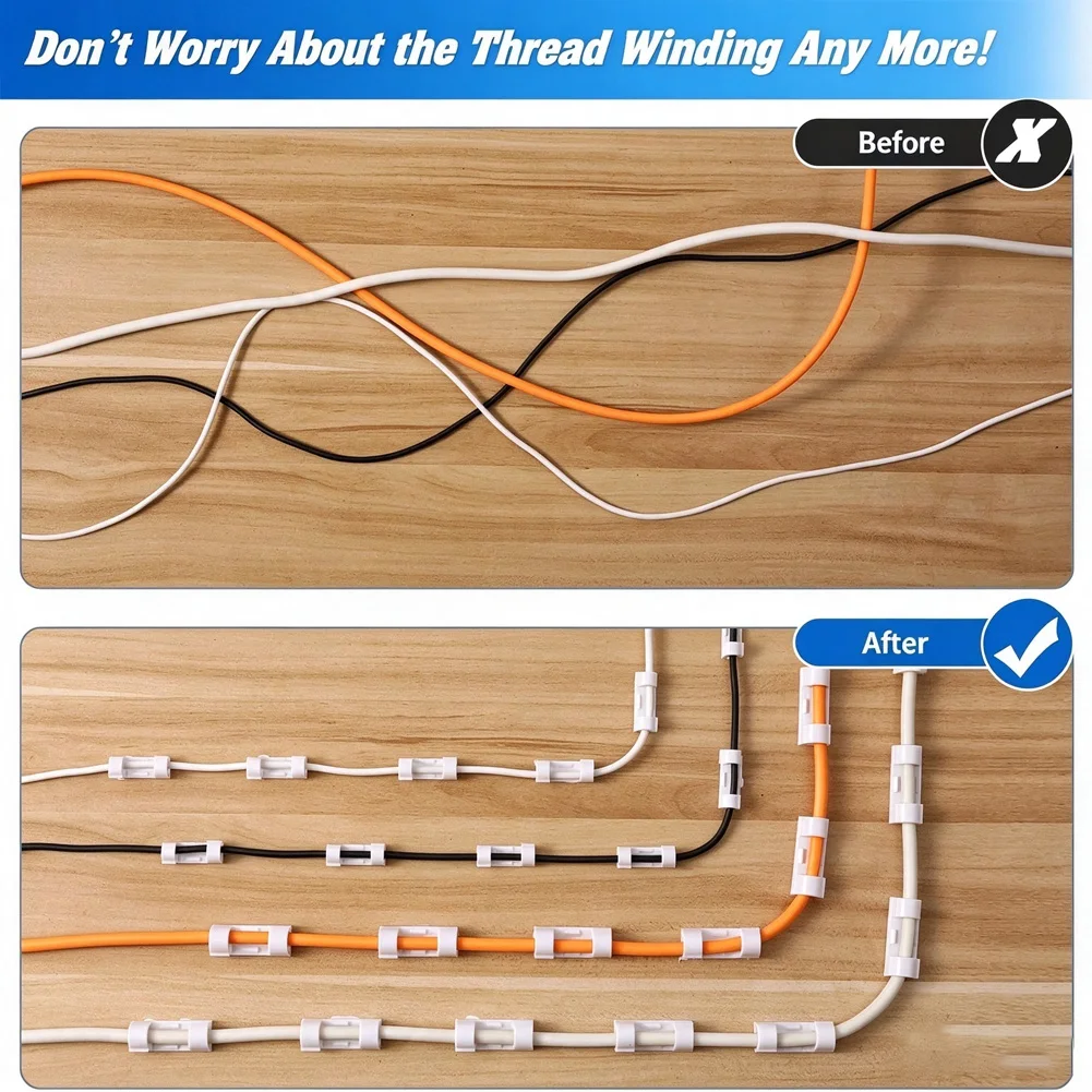 Adhesive Cable Clips Wire Holder for Wall Clear Strong Self-Adhesive Stickers Cord Management Organizer for Desk Car Office Home