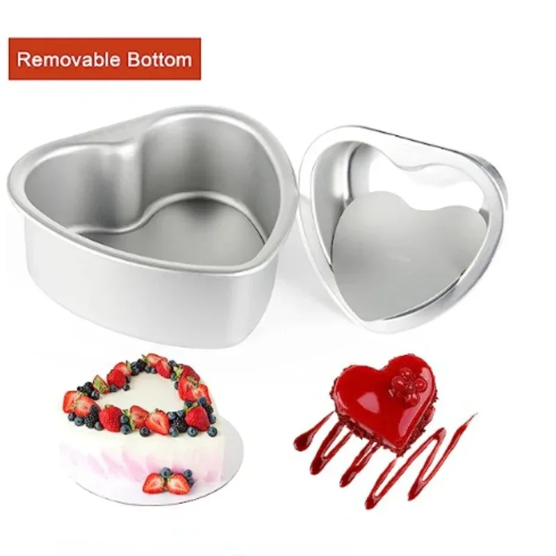 3/4/5/6/7/8/10inch Aluminum Alloy Cake Molds Heart Shaped Pans A Removable Bottom Baking Mould Tool for Muffin Cake Bread Cheese