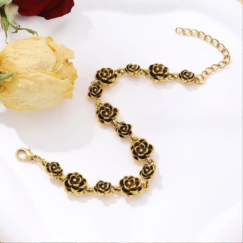 1 قطعة سلسلة زهرة لطيفة أساور للنساء الذهب والفضة ColorLink معصمه أساور عيد الميلاد هدايا عيد الميلاد مجوهرات F1954
