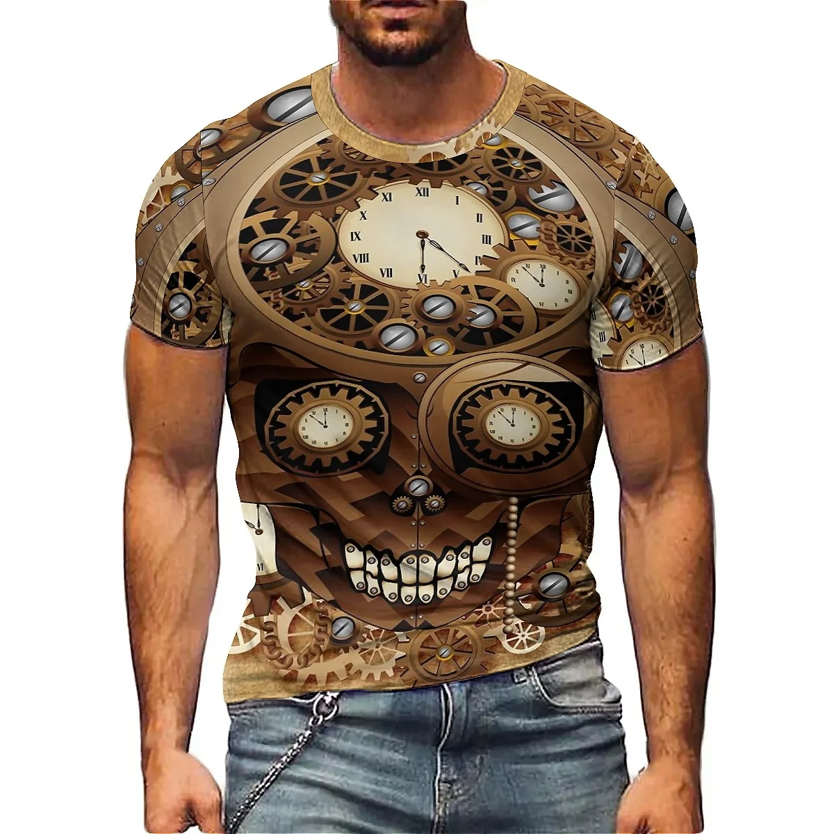 Men's 3D Printed Short-sleeved T-shirts for Beach Travel, Soft and Comfortable Fabric