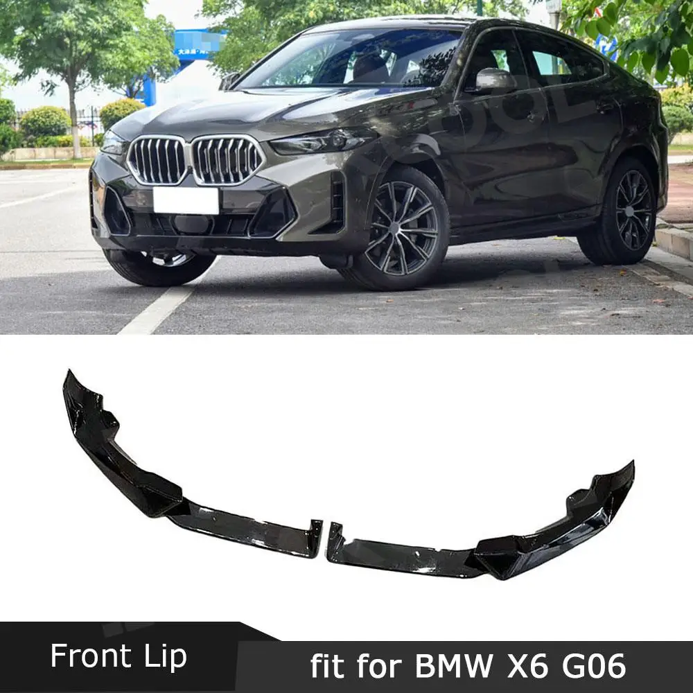 

Front Lip Spoiler For BMW X6 G06 LCI Sport 2023+ ABS Carbon Look Bumper Chin Splitter Protector BodyKits Accessories Car Styling