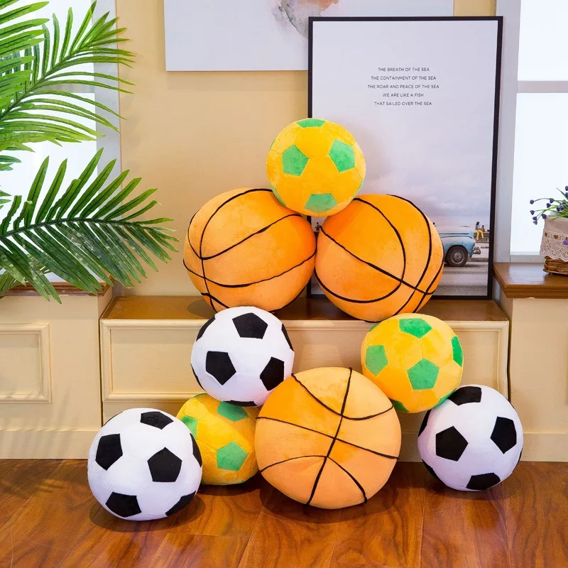 Football Pillow Velvet Cushion  Plush PP Cotton Filler Soft Football Sofa Bed Room Home Decoration Pillowcase Kids Toy