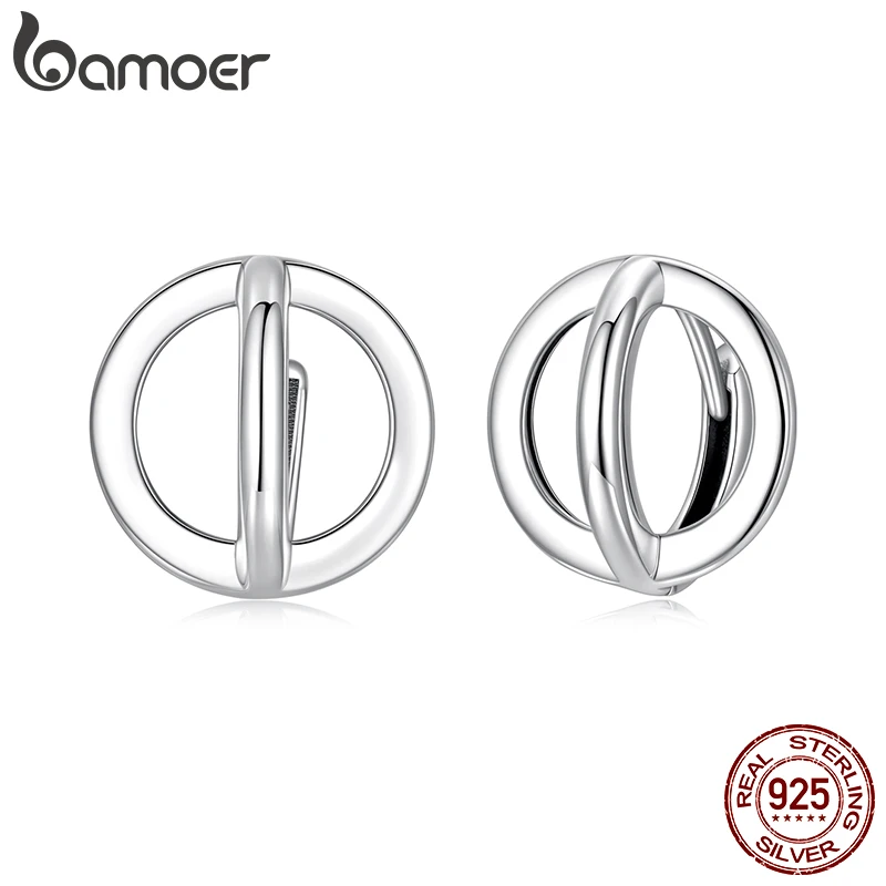

Серьги-кольца BAMOER из стерлингового серебра 925 пробы с жирным ореолом, круглые полые пряжки в форме планеты для ушей для женщин и подростков, уникальные ювелирные изделия, подарок