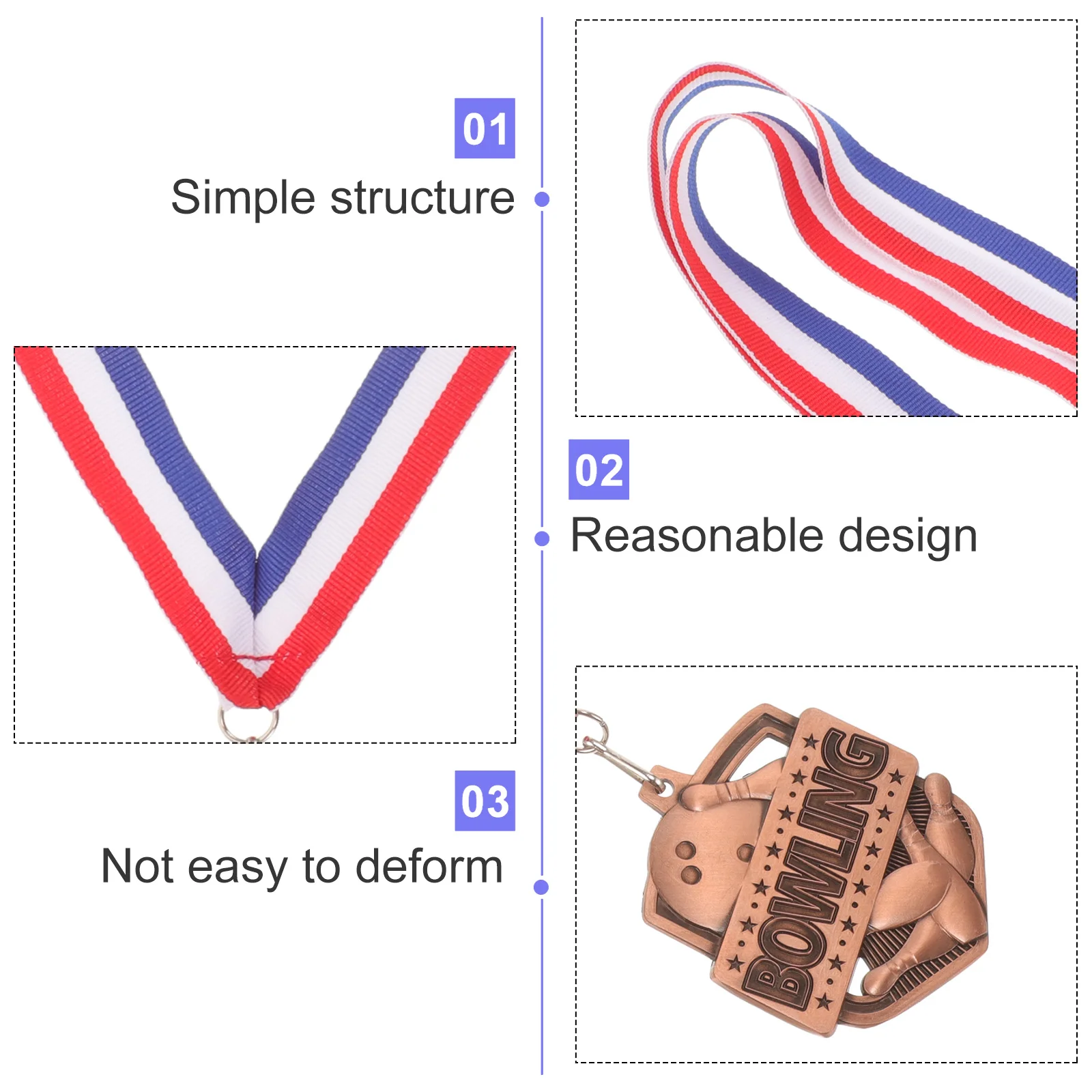 

Bowling Medals for Decor Competition Award Contest Reward with Neck Ribbon Awards