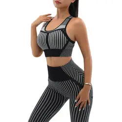 2 szt kobiet bez szwu jogi zestaw odzież sportowa treningu sportowej Fitness Crop Top bez rękawów legginsy z wysokim stanem garnitury sportowe