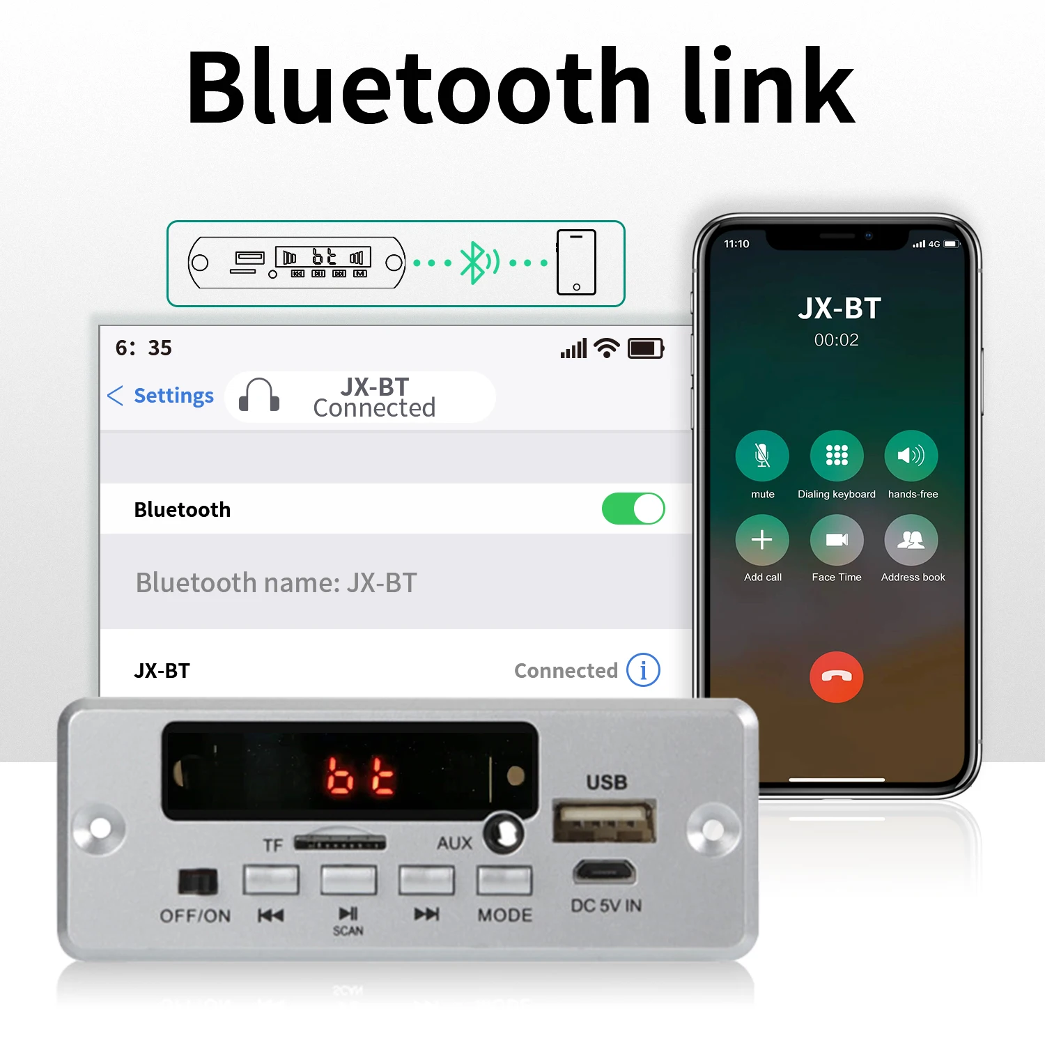 DC 12V 50W Amplifier Bluetooth 5.0 MP3 Player Decoder Board FM Radio TF USB 3.5mm AUX Module Bluetooth Receiver Car kit Audio