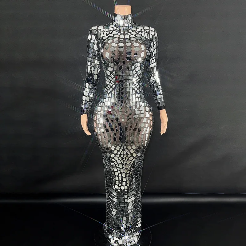 مرآة مهرجان الموسيقى المغني نموذج المنصة مأدبة بار ملهى ليلي فستان الحفلات Vestido Con Cristales Y Piedras Vestidos Brillantes
