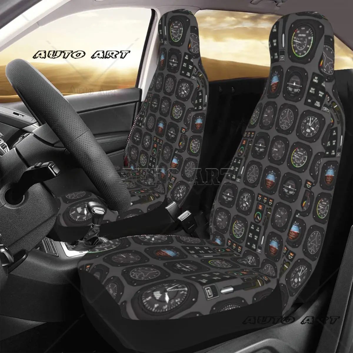 Pilot Flight Instruments Car Seat Cover Custom Printing Universal Front Protector Accessories Cushion Set