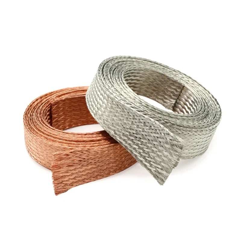 1/2/5M Copper Braided Sleeve Tinned Plating width 2~28 mm Expandable Screening Signal Wire Cable Shielded Metal Sheath