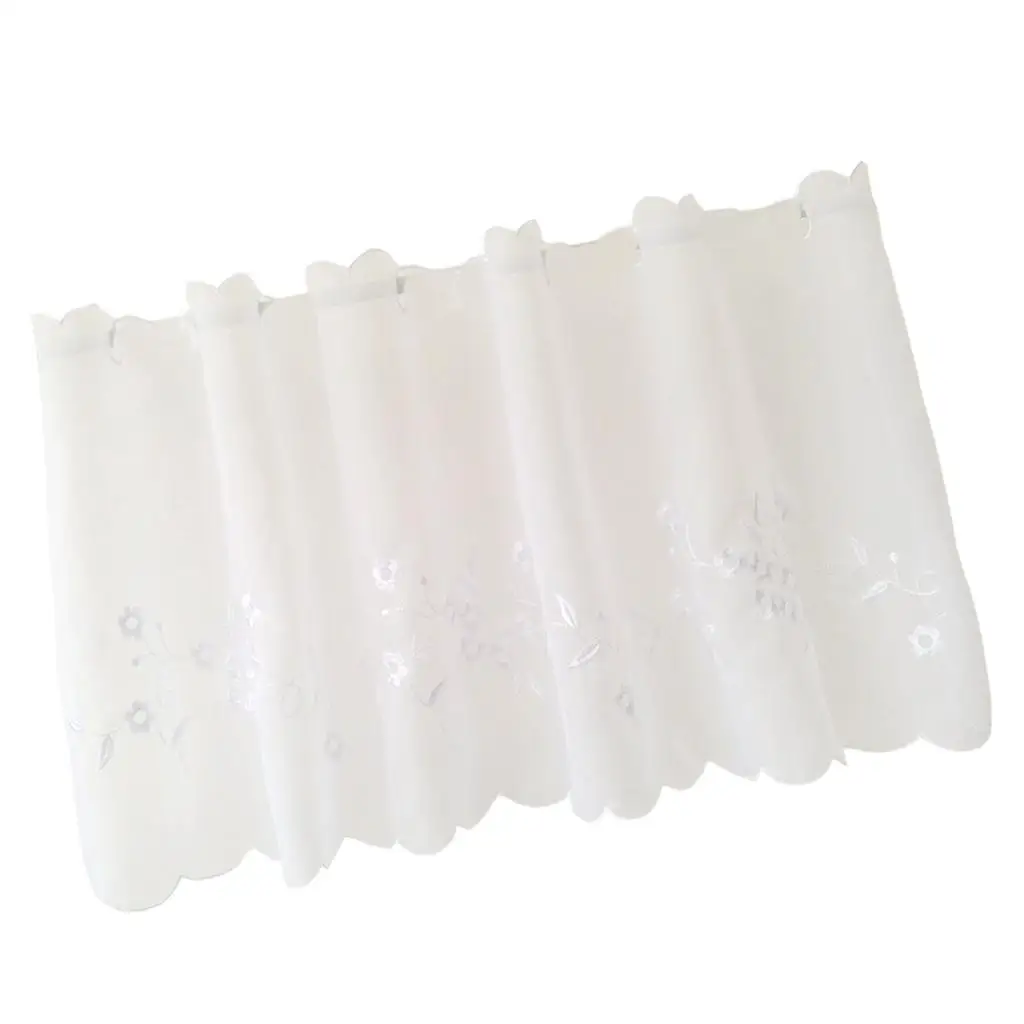 Embroidered Window Tiers Elegant Half Curtains Textured Kitchen Curtain Cafe Valance for Home Windows