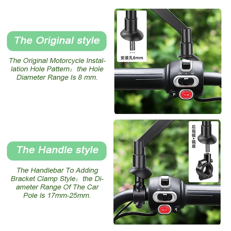 2 قطعة/زوج المضادة للوهج دراجة نارية الرؤية الخلفية المرايا محدبة للتدوير 8 مللي متر ل Zontes G1 125 368G 350E U125 U155 ZT 310R 310X ZT310R