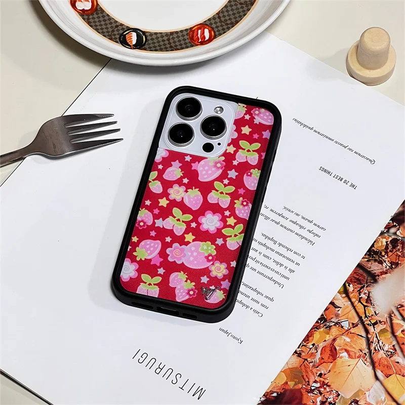 야생화 딸기 필드 Bow Beau 전화 케이스 iPhone 16 15 14 13 12 Pro Max Plus WF 스타 베리 러블리 오리 뒷면 커버