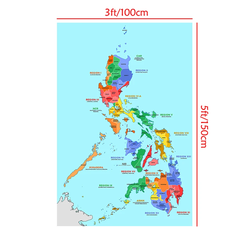 100*150cm mapa filipiny ścienna mapa administracyjna w języku angielskim plakat artystyczny włóknina płótno malarstwo salon Home Decor