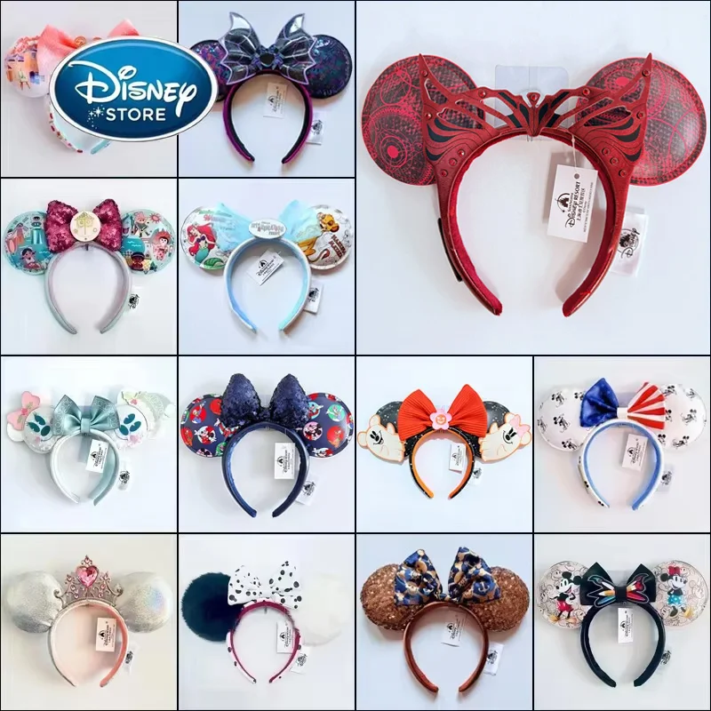 Disney Princess Headband Mickey Ear Rapunzel Snow White Sequin Bow Hair Hoop Gift Girl Accessories Halloween Gift Christmas Jack