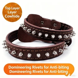 Collar de cuero vintage con remaches para Doberman y Rottweiler