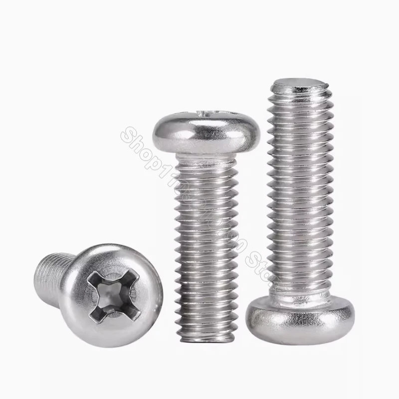 M6 M8 304 Stainless steel Cross Round Phillips Pan Head Screw Bolt Length 6,8,10,12,14,16,18,20,22,25,28,30,35,40,45,50,55-100mm