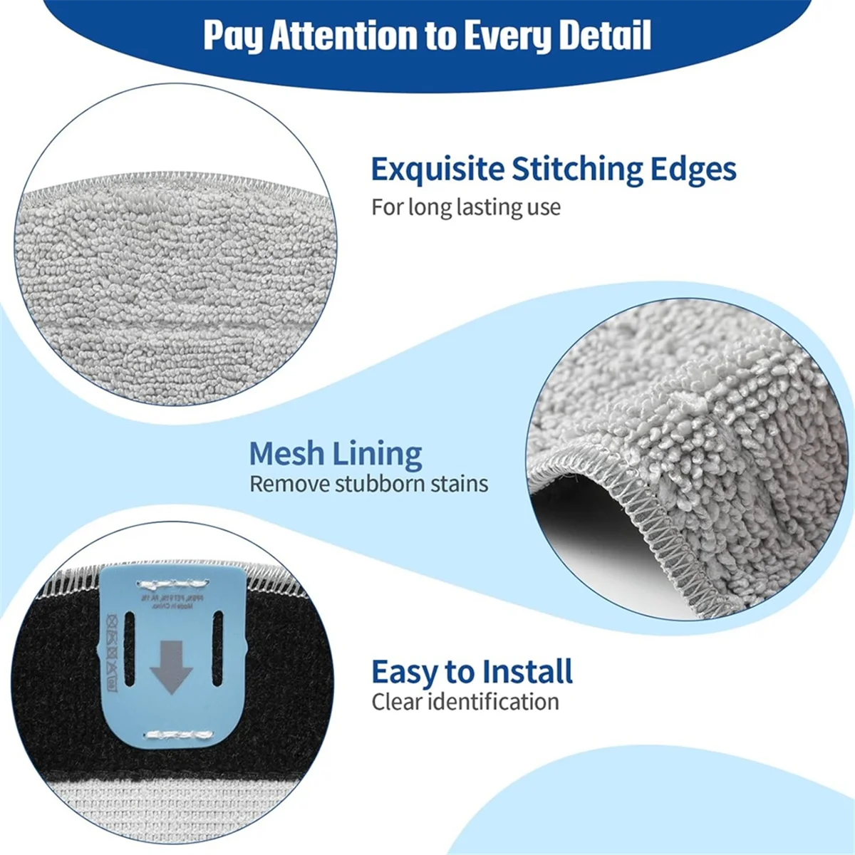 وسادات ممسحة بديلة A58E لـ IRobot Roomba Combo I5/I5+/J5/J5+، 6 وسادات تنظيف من الألياف الدقيقة + 6 فتائل، قابلة للغسل وإعادة الاستخدام
