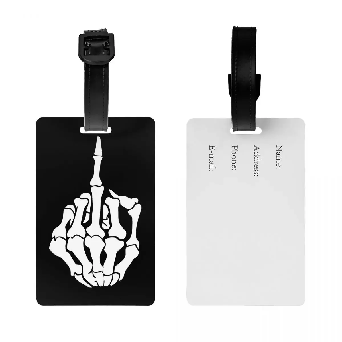 Skeleton Middle Finger Luggage Tag Travel Bag Suitcase Privacy Cover ID Label