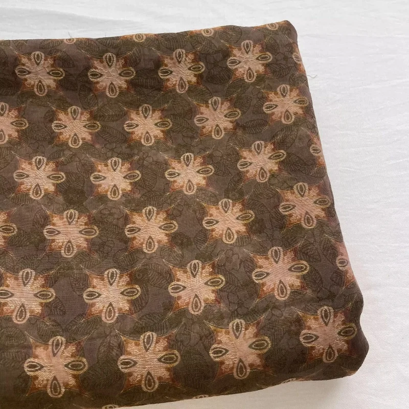 

Retro woven flower pattern jacquard printed tencel polyester clothing handmade diy fabric