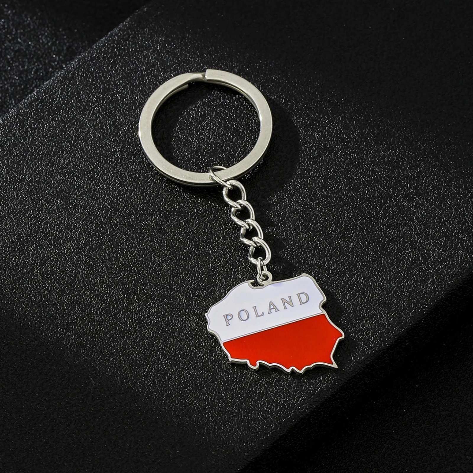 Poland Map Flag Keychain Metal Key Ring Polish Country Souvenir Key Chain Travel Gift for Men Women