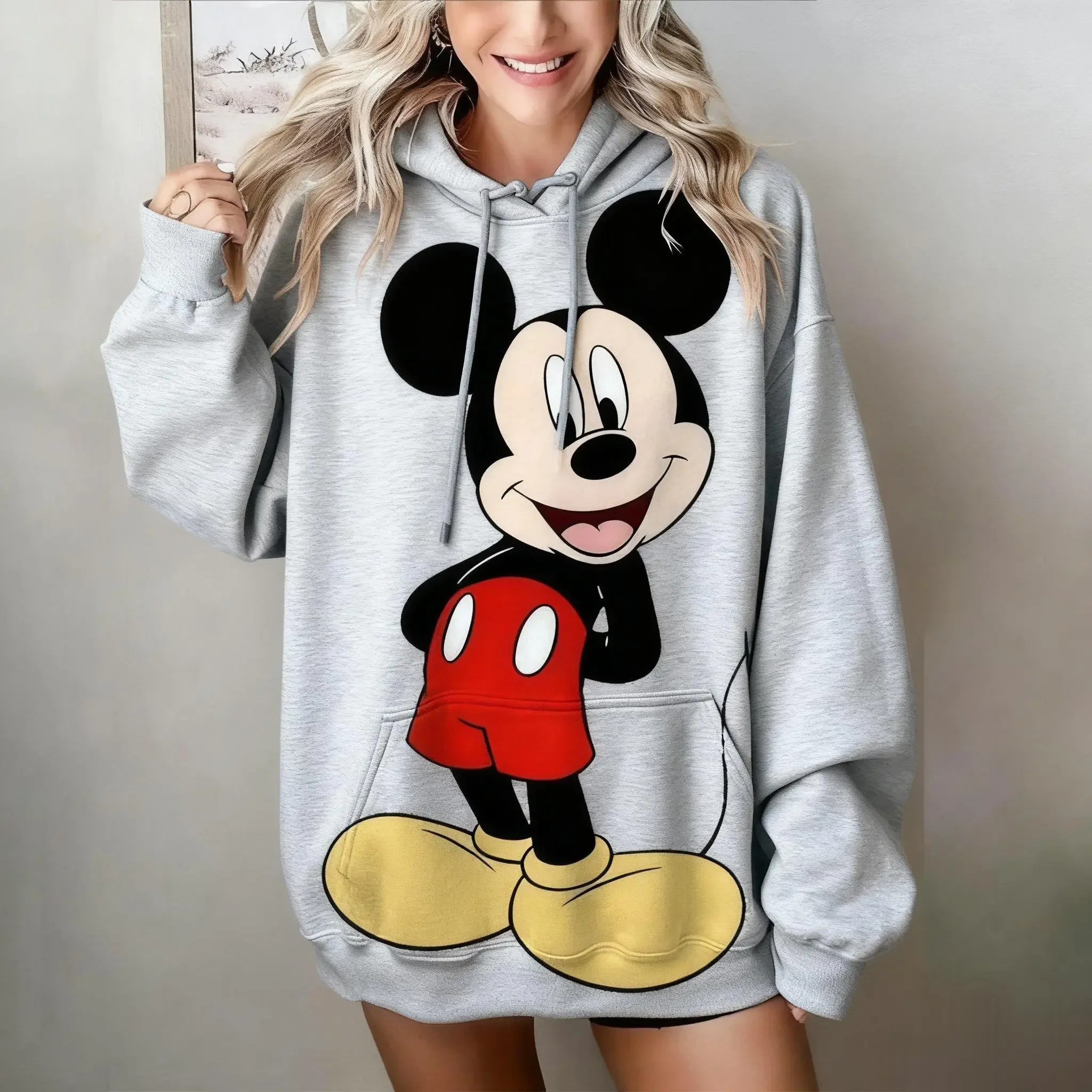 Felpa con cappuccio oversize Topolino da donna Casual New Fashion Autunno Pullover Felpa Vintage Disney Top a maniche lunghe Streetwear